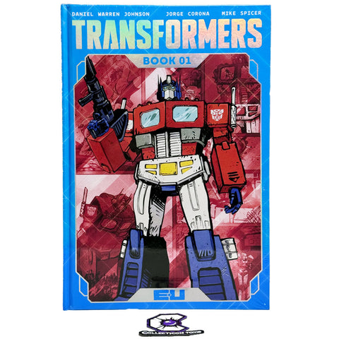 Image Comics Skybound Transformers deluxe book 01 hard cover collected issues 1-12 daniel Warren johnson optimus prime cover comic book front photo