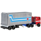 Mattel Hot Wheels Transformers Track Fleet Optimus Prime 1:64 scale die cast truck trailer toy back angle
