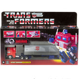 Transformers 40th Anniversary TFTM Retro reissue G1 Optimus Prime with trailer walmart exclusive box package front
