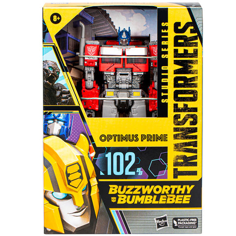 Transformers Movie ROTB Buzzworthy Bumblebee Studio Series 102-BB Optimus Prime voyager hasbro usa rise of the beasts target exclusive box package front