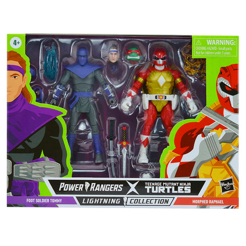 Hasbro Power Rangers Lightning Collection Teenage Mutant Ninja Turtles TMNT Foot Soldier Tommy Morphed Raphael 2-pack 6-inch box package front