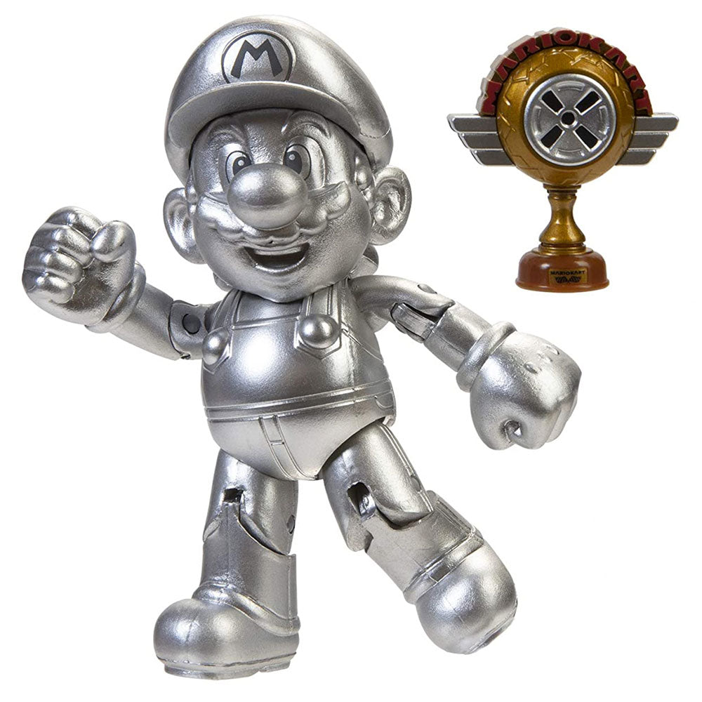 Jakks World of Nintendo Super Mario Metal Mario with Trophy 4-inch
