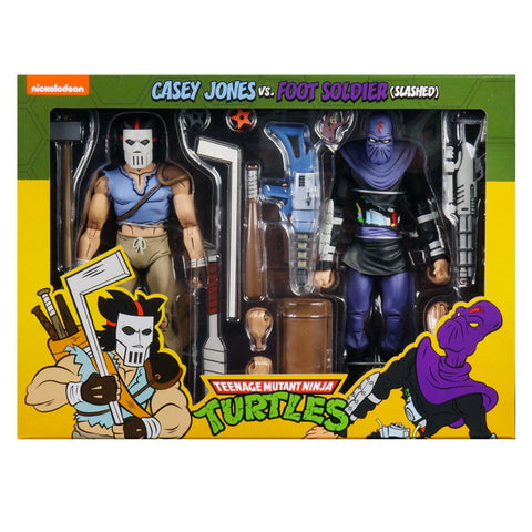NECA TMNT Teenage Mutant Ninja Turtles Cartoon Casey Jones vs Foot Soldier Slashed 2-pack Box package front