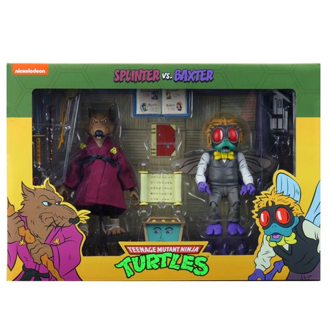 NECA TMNT Teenage Mutant Ninja Turtles Cartoon Splinter vs. Baxter 2-pack target exclusive box package front