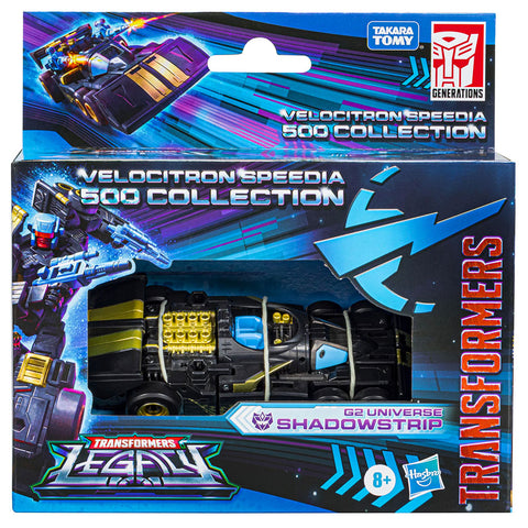 Transformers Generations Legacy Velocitron Speedia 500 Collection G2 Universe Shadowstrip deluxe black dragstrip stunticon walmart exclusive box package front