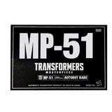 Transformers Masterpiece MP-51 Arcee G1 Black Sleeve Box Package Hasbro USA mockup