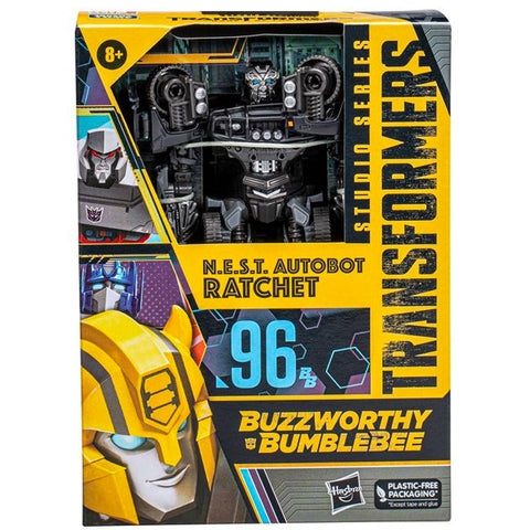 Transformers movie studio series Buzzworthy Bumblebee 96-BB N.E.S.T. autobot ratchet deluxe black target exclusive box package front