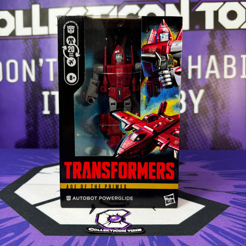 hasbro transformers age of the primes AOTP autobot powerglide deluxe usa box package front photo collecticon