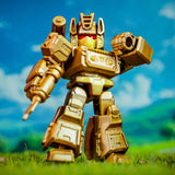 Blokees Transformers Defender Version 02 The Overthrow Golden Lagoon Soundwave gold robot action figure toy accessories model kit stock photo