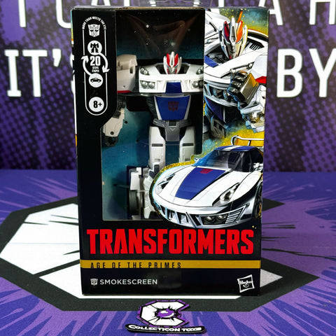 hasbro transformers age of the primes AOTP smokescreen deluxe usa box package front photo collecticon