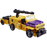 Hasbro Transformers age of the primes combaticon swindle voyager usa yellow jeep vehicle truck action figure toy accessories stock photo