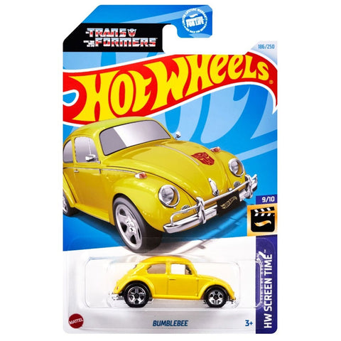 Mattel Hot Wheels screen time transformers bumblebee 1:64th scale die cast yellow vw beetle box package front