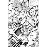 Skybound Image Comics Transformers Issue 001 NYCC 2023 Black & White line art exclusive virgin darren warren johnson basketball optimus prime dunk comic book wraparound cover front