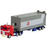 Transformers 40th Anniversary TFTM Retro reissue G1 Optimus Prime walmart exclusive red semi truck with trailer toy front angle