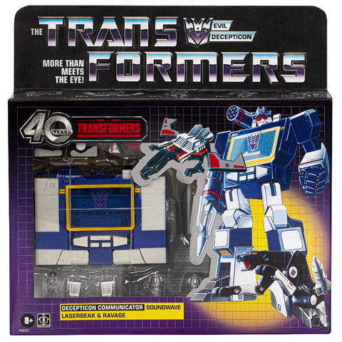 Transformers 40th Anniversary THe Transformers The Movie TF:TM Retro G1 soundwave ravage laserbeak walmart exclusive box package front