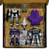 Transformers Dramatic Capture Series Nemesis Bridge 3-Pack Hasbro USA Soundwave Megatron Shockwave inner cardboard box package open