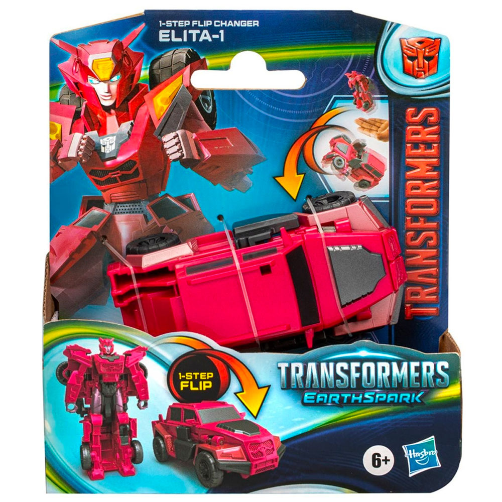 Buy Transformers Earthspark Elita-1 1-Step Flip Changer Pink Robot Toy ...