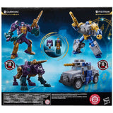 Transformers Generations Age of the Primes wreck 'n Doom collection carnivac vs fisitron ironfist deluxe 2-pack amazon exclusive box package back