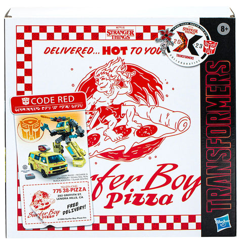Transformers Generations Collaborative 2023 Stranger Things Code Red pizza Box package front