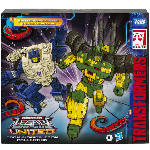Transformers Generations Legacy united doom n destruction collection mayhem attack squad decepticon bludgeon ruckus 2-pack amazon exclusive box package front