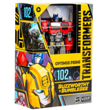 Transformers Movie ROTB Buzzworthy Bumblebee Studio Series 102-BB Optimus Prime voyager hasbro usa rise of the beasts target exclusive box package front angle