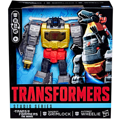 Transformers movie studio series TFTM Dinobot Grimlock & Autobot wheelies leader reissue hasbro usa box package front 