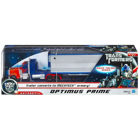 Transformers Movie Trilogy Series Optimus Prime with Trailer deluxe hasbro box package front