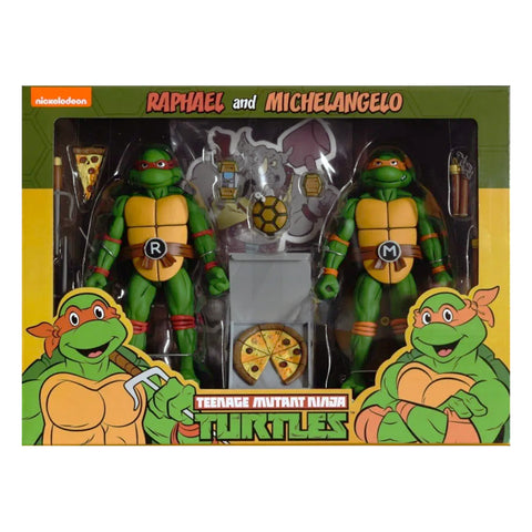 NECA Teenage Mutant Ninja Turtles Raphael and Michelangelo Target T-pack box package
