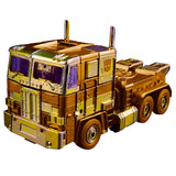 Transformers Golden Lagoon GL-01 Optimus Prime Convoy Masterpiece MP-10 hasbro usa gold semi truck toy angle