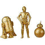 Hasbro Star Wars Skywalker Saga Commemorative Edition Gold Droids C-3PO R2-D2 BB-8 box action figure toys