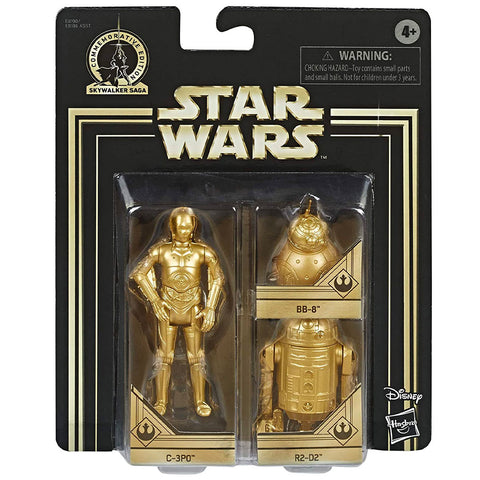 Hasbro Star Wars Skywalker Saga Commemorative Edition Gold Droids C-3PO R2-D2 BB-8 box package front