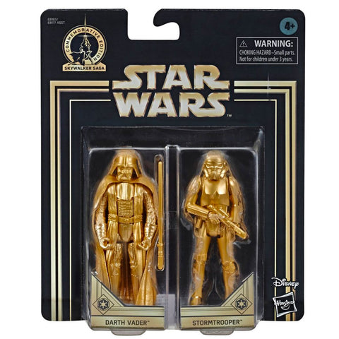 Hasbro Star Wars Skywalker Saga Commemorative Edition Gold Darth Vader & Stormtrooper Walmart Exclusive 2-pack box package front