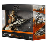 Hasbro Star Wars The Black Series Mandalorian Speeder Bike Scout Trooper Child Baby Yoda vehicle gift set amazon exclusive box package front angle