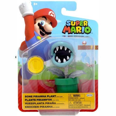 Jakks World of Nintendo Bone Pirahna Plant with coin box package front 4-inch