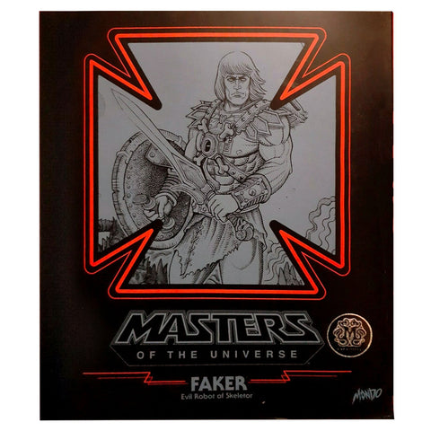 Mondo Masters of the Universe Exclusive Faker Battle Damage face box package front