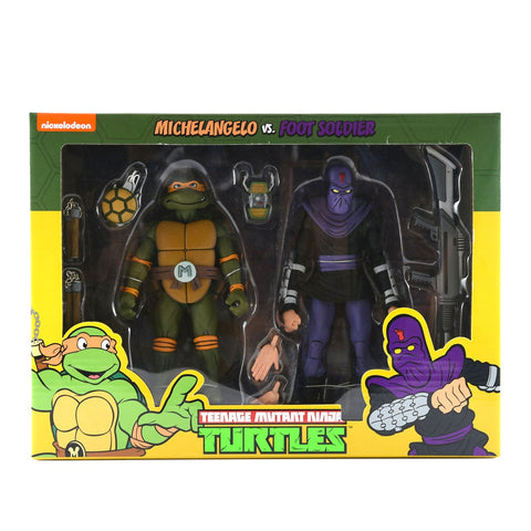 NECA TMNT Teenage Mutant Ninja Turtles Michelangelo vs. Foot Soldier two-pack Target exclusive Box Package Front