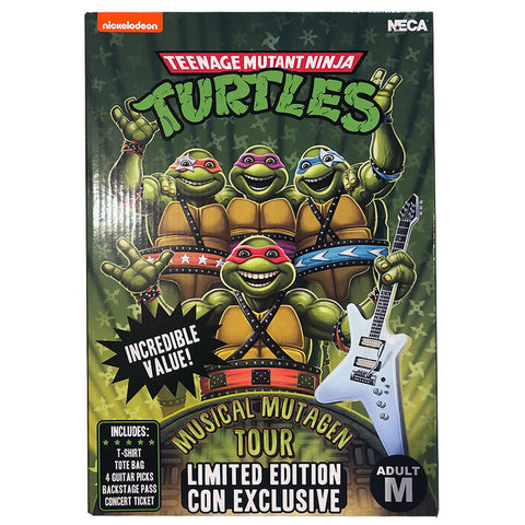 NECA TMNT Teenage Mutant Ninja Turtles Musical Mutagen Tour Merch Add-on medium shirt box package front