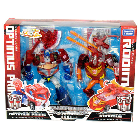 Welcome to Transformers 2010 Clear Animated Sons of Cybertron Giftset Deluxe Optimus Prime & Rodimus packaging MISB