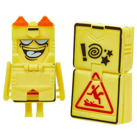 Transformers Botbots Series 6 Ruckus Rally Custodial Crew Caution Yellow Robot Action Figure Toy
