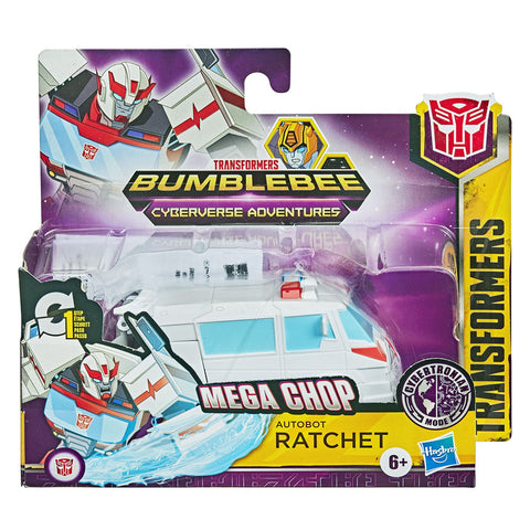 Transformers Cyberverse Adventures Mega Chop Autobot Ratchet one step changer 1-step box package front