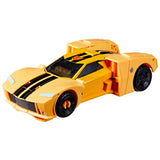 Transformers Earthspark Bumblebee deluxe build-a-figure yellow race car toy