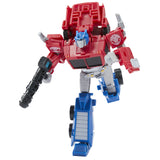 Transformers Earthspark Optimus Prime deluxe action figure robot toy running