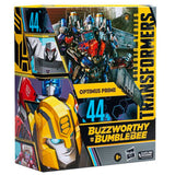 Transformers Movie Studio Series Buzzworthy Bumblebee 44-BB Optimus Prime Leader jetwing target exclusive box package front angle