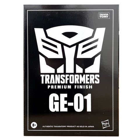 Transformers Premium Finish GE-01 Optimus Prime Voyager USA hasbro black sleeve box package front