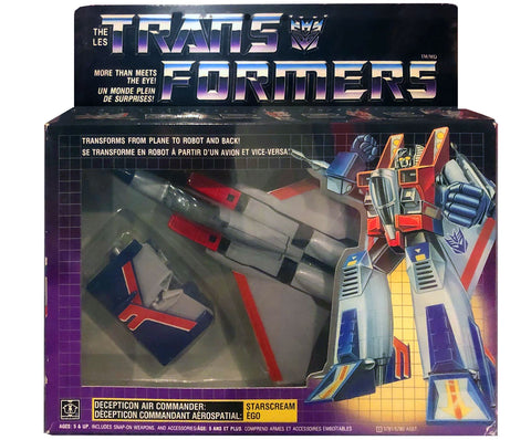Transformers Pre-rubsign TM/MD Decepticon Air Commander Starscream Ego g1 jet hasbro canada box package front photo