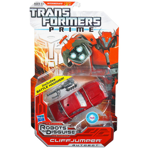 Transformers Prime Robots in Disguise 002 Cliffjumper deluxe box package front hub sticker