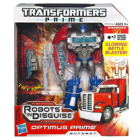 Transformers Prime Robots In Disguise Voyager 001 Optimus Glowing Battle Blaster Variant Box Package Front
