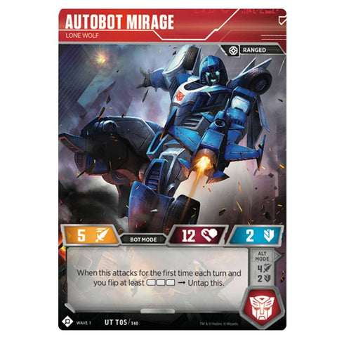 Transformers TCG Card Game Autobot Mirage Lone Wolf Front Robot