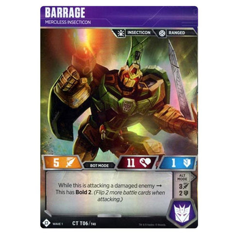 Transformers TCG Card Game Barrage Merciless Insecticon Front