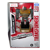 Transformers War for Cybertron Trilogy Netflix Walmart Sparkless deluxe bot Barricade box package front photo